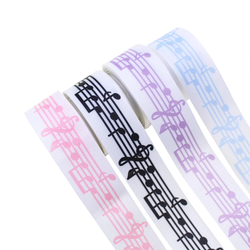 

75mm Heat Transfer Colorful Piano keyboard Musical Symbol Printing Grosgrain Ribbon 10Yards