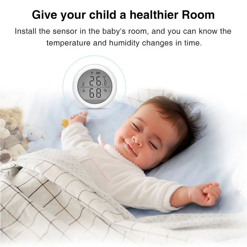 Tuya Smart WiFi Humidity Detector Temperature Sensor Indoor Hygrometer Thermometer With LCD Display Support Alexa Google Home