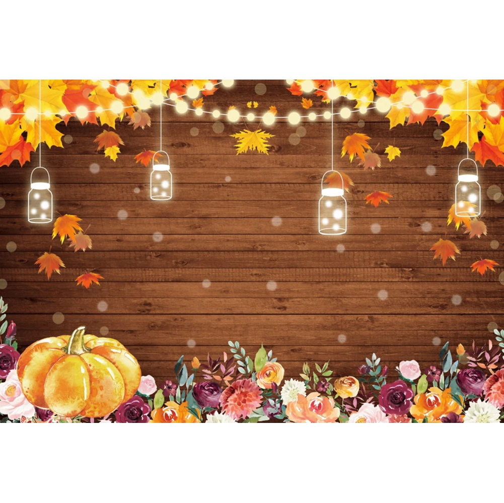 Yeele Autumn Backdrop Wood Board Flowers Fallen Leaves Baby Portrait Party Photographic Background Photography Photo Studio