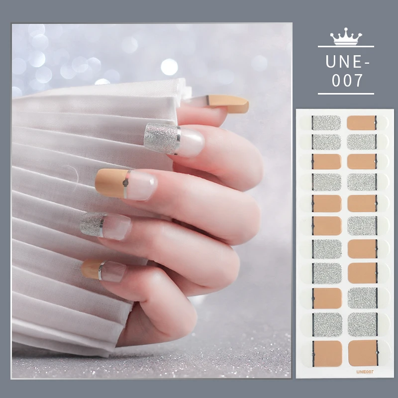 

Drop Ship 22 Tips Nail Stickers Hot Sale Nail Art Decoration Fashion Full Cover Nail Polish Stickers for Nails with Nail File