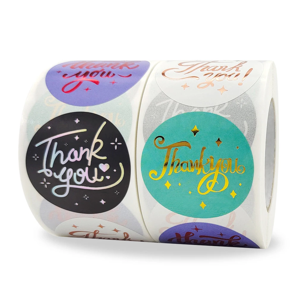 500pcs 3.8cm Colorful Thank You Sticker Gold Foil Cute Stickers Envelope Sealing Decoration Label Stationery Sticker