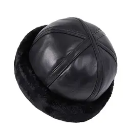 Retro Sheepskin Bomber Hat Winter Keep Warm Hats Men Women Real Leather Cap Thick Velvet Hat Brands Dad Hat