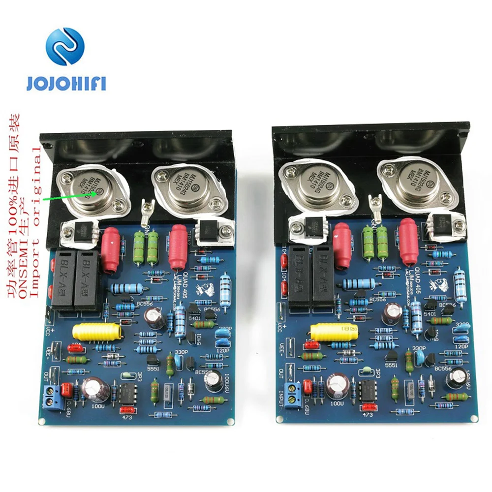 One Pair QUAD405 CLONE MJ15024 100W 8R DIY KITS Finished Baord Dual Channel Amplifier Board w/Angle Aluminum