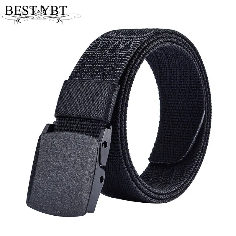 

Best YBT Unisex Nylon Belt Plastic Smooth Buckle Belt Solid Color Jacquard Fashion Casual Cowboy Pants Men And Women Belt