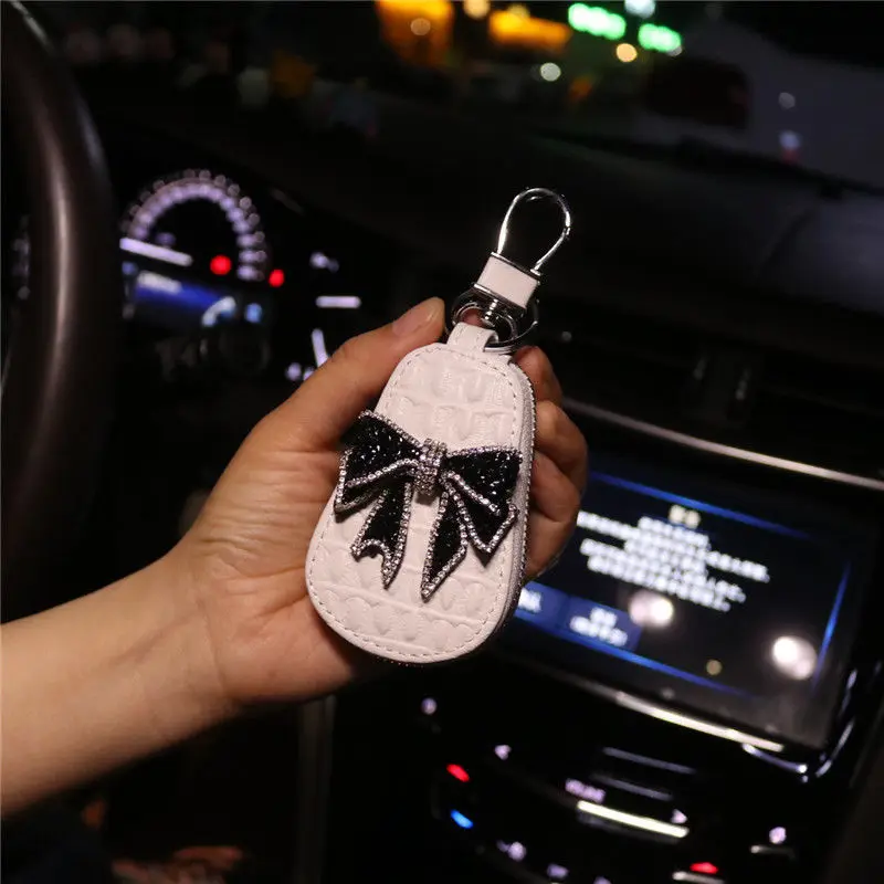 Car key case car key cover diamond-cut cute key case luxury keychain small wallet cartera llaves anahtar cüzdan key chain