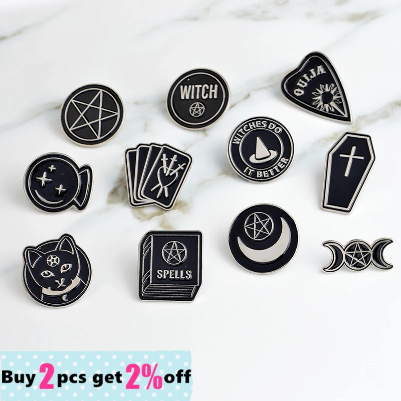 Custom Witches Do It Better Witch Ouija Spells Black Moon Pin Badges Brooches Lapel Enamel Pin Jewelry Gift for Friend Wholesale