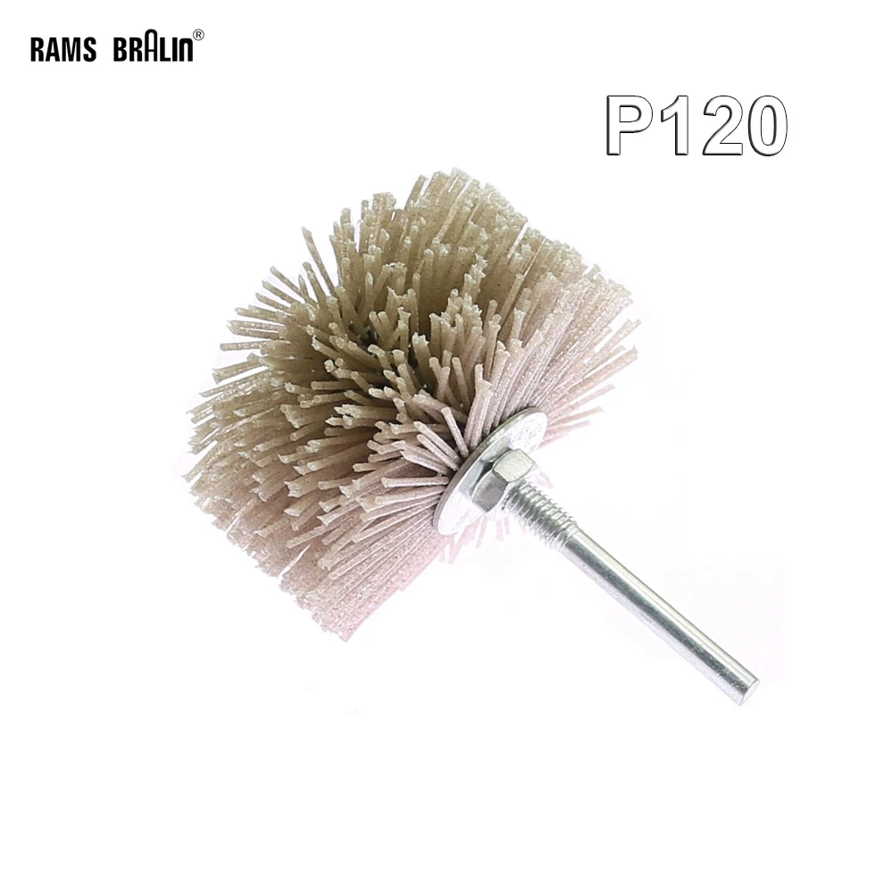 

1 piece OD 85mm Drill Abrasive Wire Nylon Radial Polishing Brush for Wood Furniture Mahogany Finishing