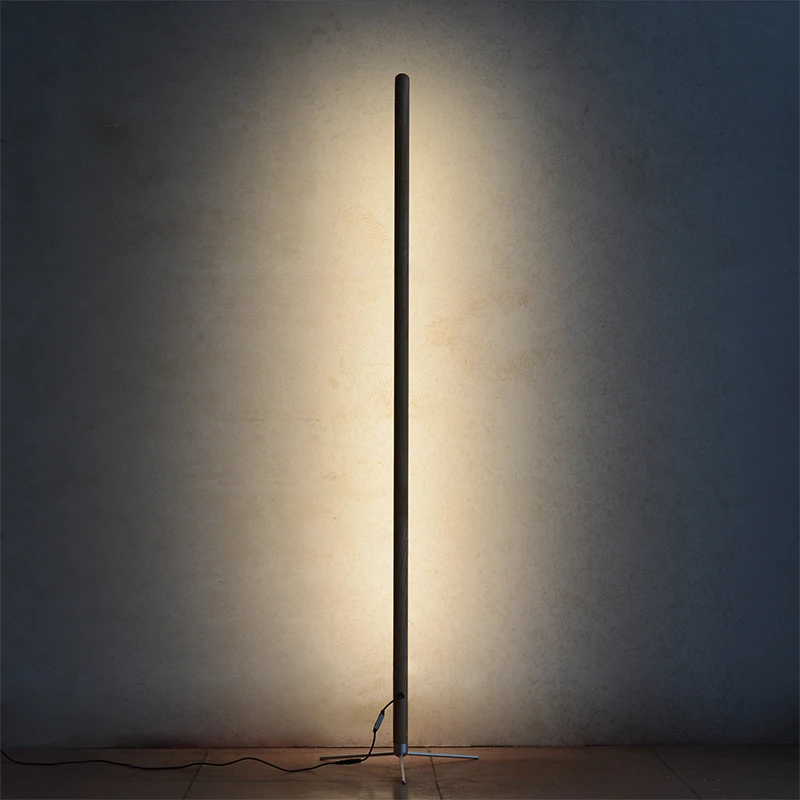 Minimalist Wood Standing Floor Lamp LED Memory Feature Art Decor Light 360° Adjustable Sleek Lamps for Bedroom Living Room