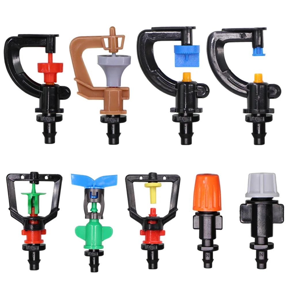 15PCS 24 Type Gardening Watering Mist Spinklers Rotate Refraction Nozzles Sprayer w/ 1/4'' Barb Connector 4/7mm Hose Atomiser