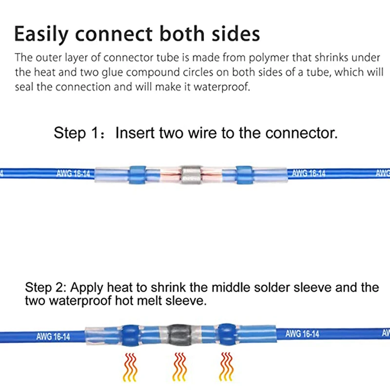 50/100/250PCS Mixed Heat Shrink Connect Terminals Waterproof Solder Sleeve Tube Electrical Wire Insulated Splice Connectors Kit