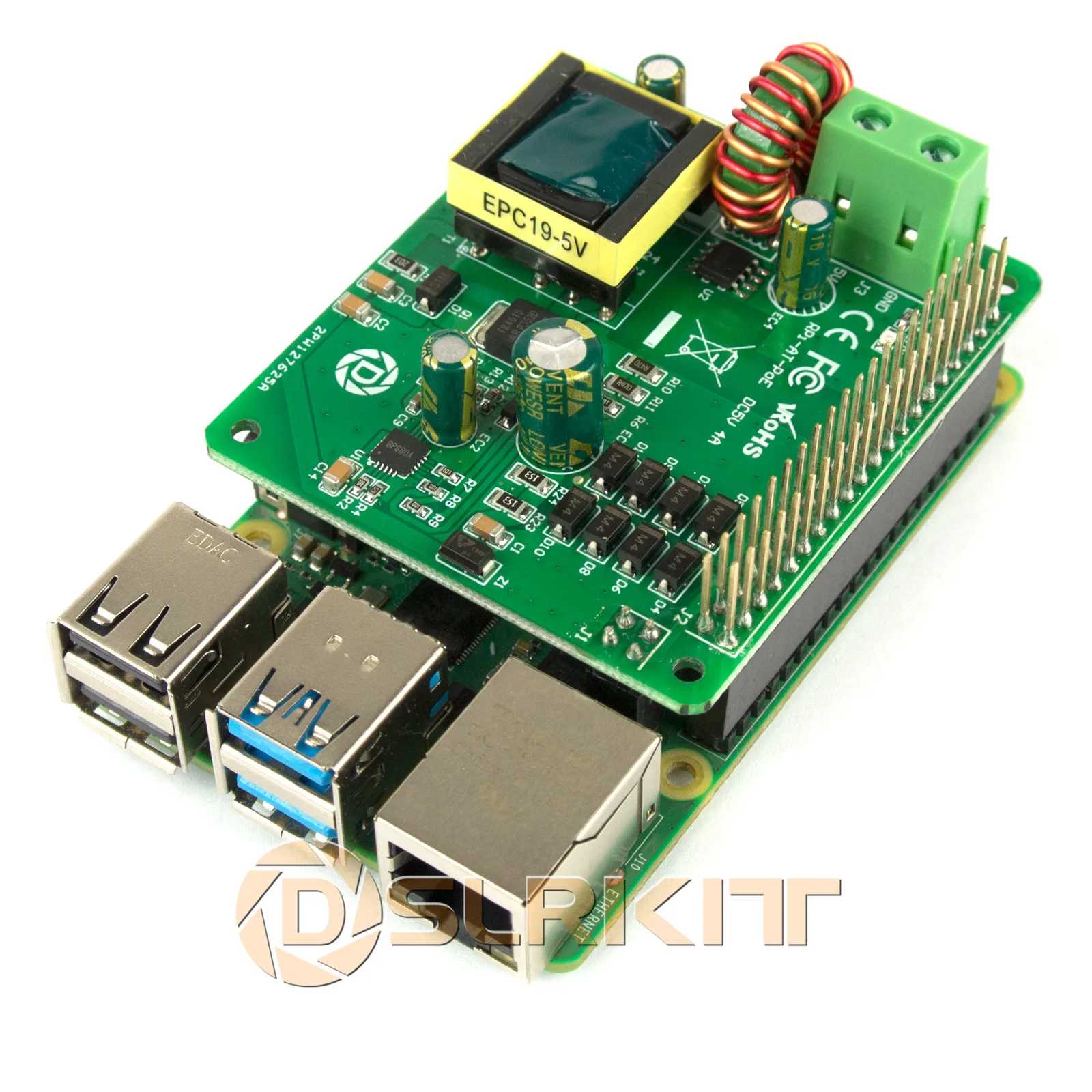 DSLRKIT 5V 3A 4A PoE HAT Raspberry Pi 4 4B 3B+ 3B Plus 802.3at PoE+ Power Over Ethernet