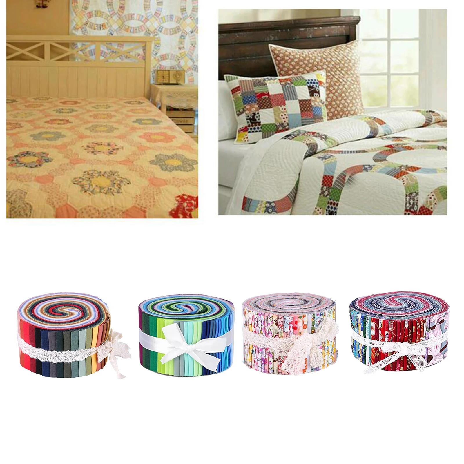 Jelly Roll Cotton Fabric Roll Fabric Strips Roll Jelly Roll Fabric Strips for Quilting Patchwork Fabric 36pcs / roll