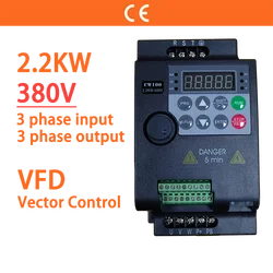 モーター制御用周波数変換器,2.2kW,380V,3相,出力3hp,vfd,可変周波数,ファン,速度制御インバーター