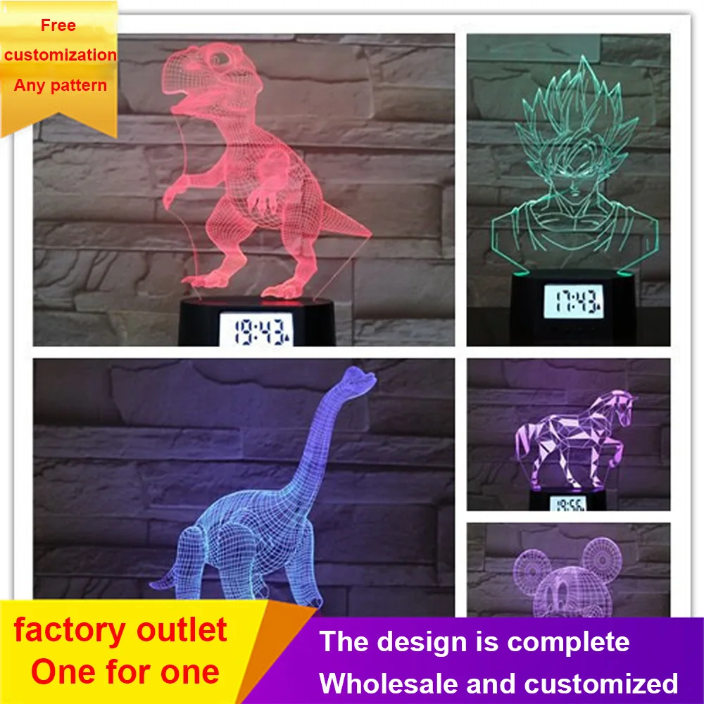 

Clock Base 3d Night Light Modeling Lamp Usb Interface Children'S Toy Gift Bedside Lamp Bedroom Room Decoration Lamp Led