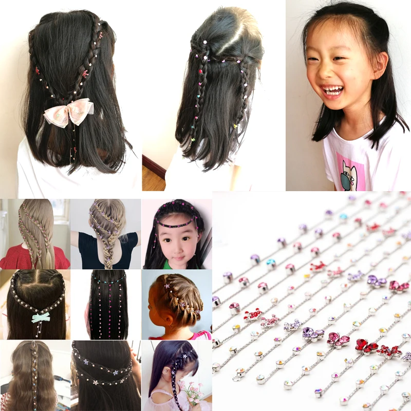 Fashion Glitter Crystal Hair Extension Rhinestone Jewelry Braider Chain DIY Hair Accessories Women Girl kids Hair Styling Tools