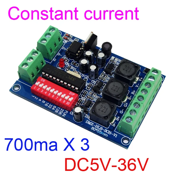 DMX512 RGB 3 Channel DMX Decoder module DC 5v-36V 12v Constant Current 700mA Controller high-power driver for led lamp light