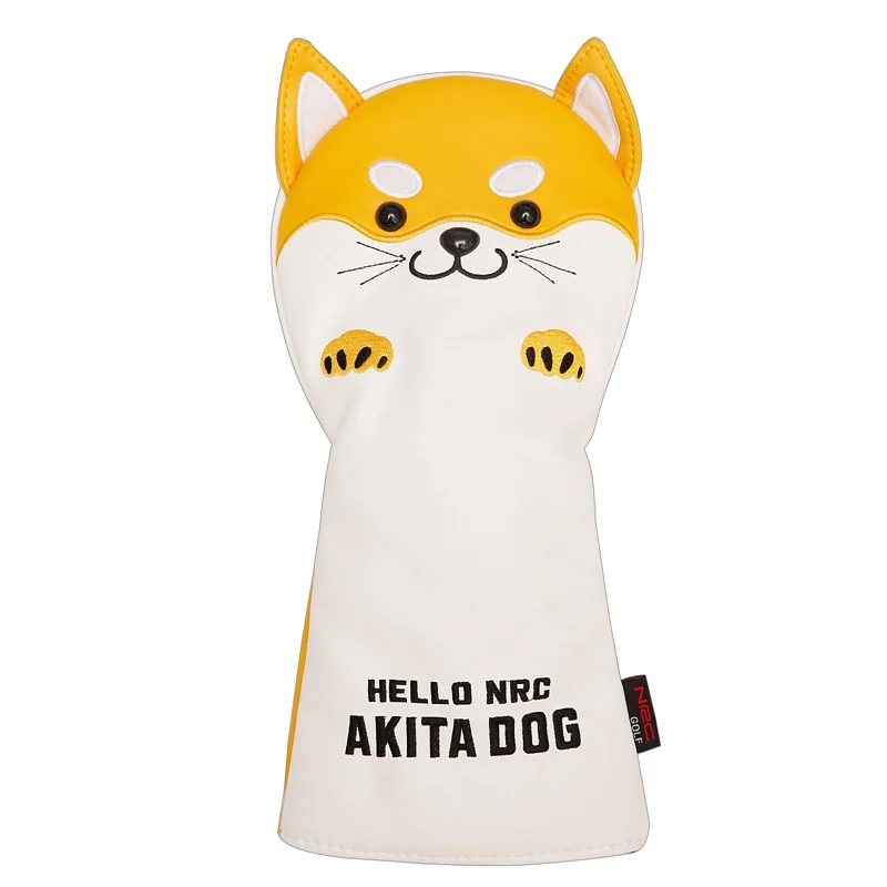 Nrc golf club headcovers motorista fairway madeira híbrido cobre conjunto adorável akita cão dos desenhos animados animal 460cc