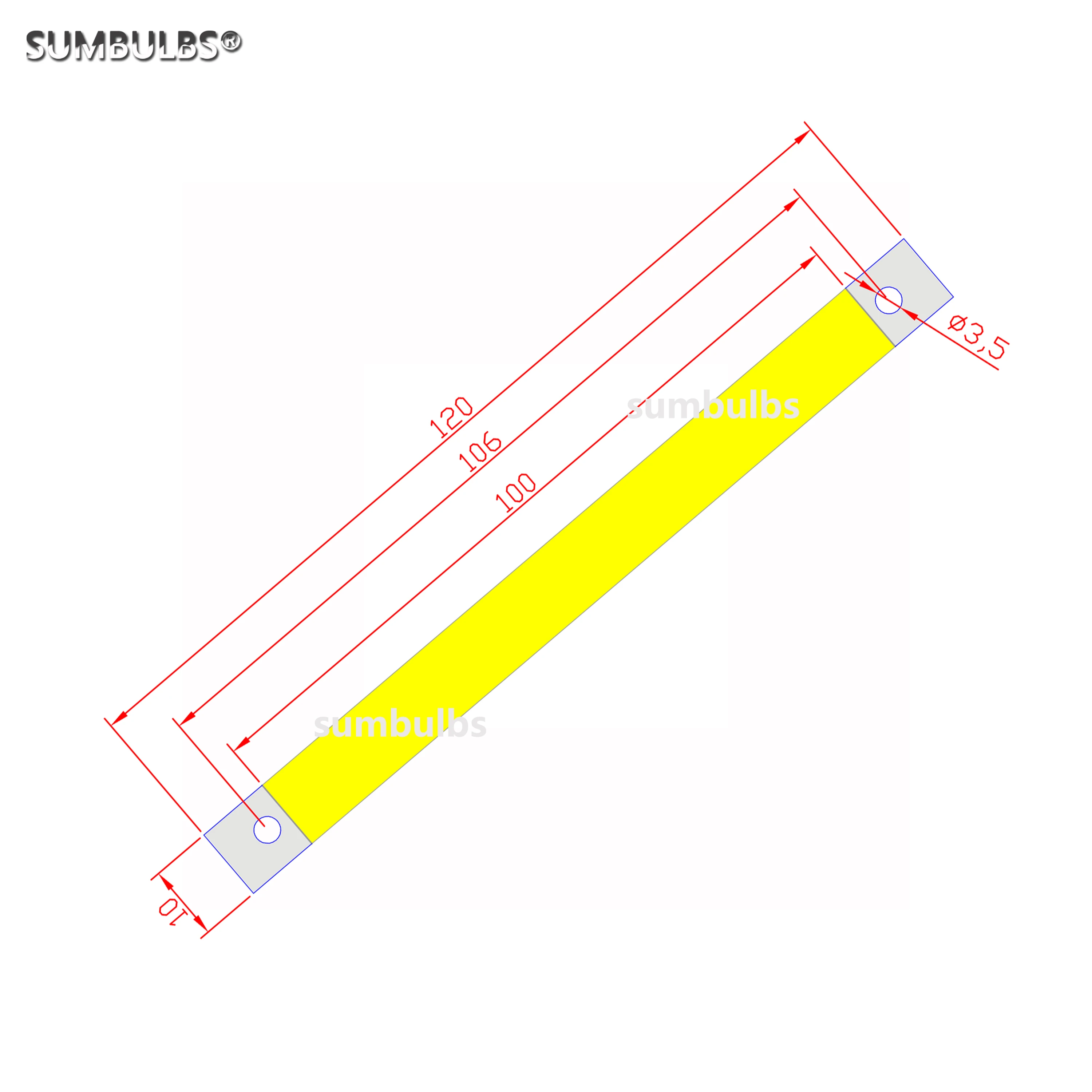 SUMBULBS 120mm 12V COB Tira CONDUZIDA Fonte de Luz Emitindo Diodo Lâmpada de Iluminação 10W Lâmpada LED COB Chip para DIY lâmpada