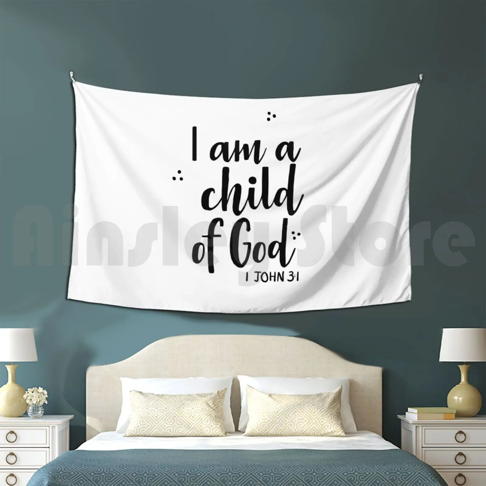 Bible Verse Tapestry Background Wall Hanging Bible God John Child