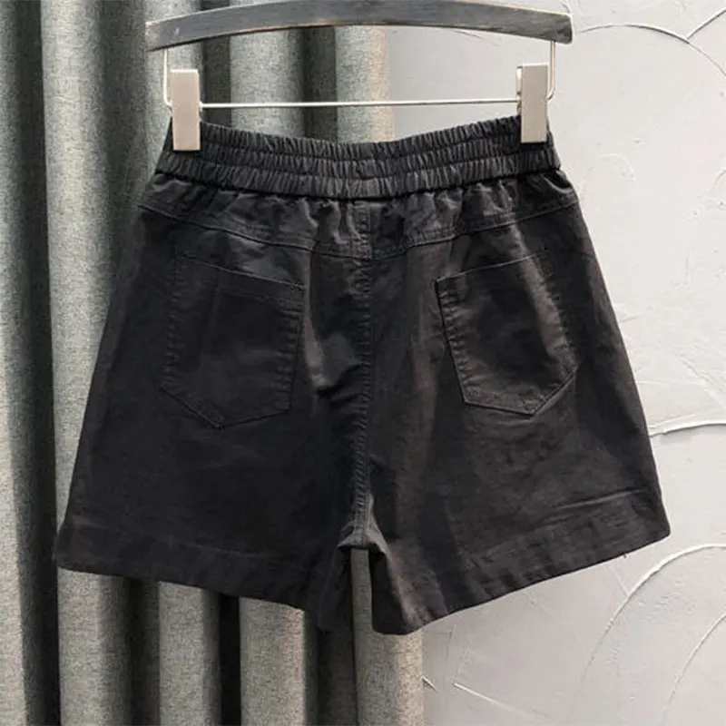 2021 Summer New Korea Fashion Women Elastic Waist Loose Shorts All-matched Casual Cotton Denim White Hot Pants V410