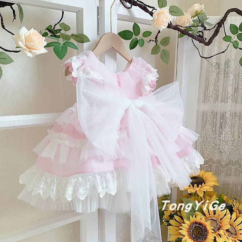 Baby girl summer vintage Spanish England lolita ball gown dress kids mesh stitching princess dress