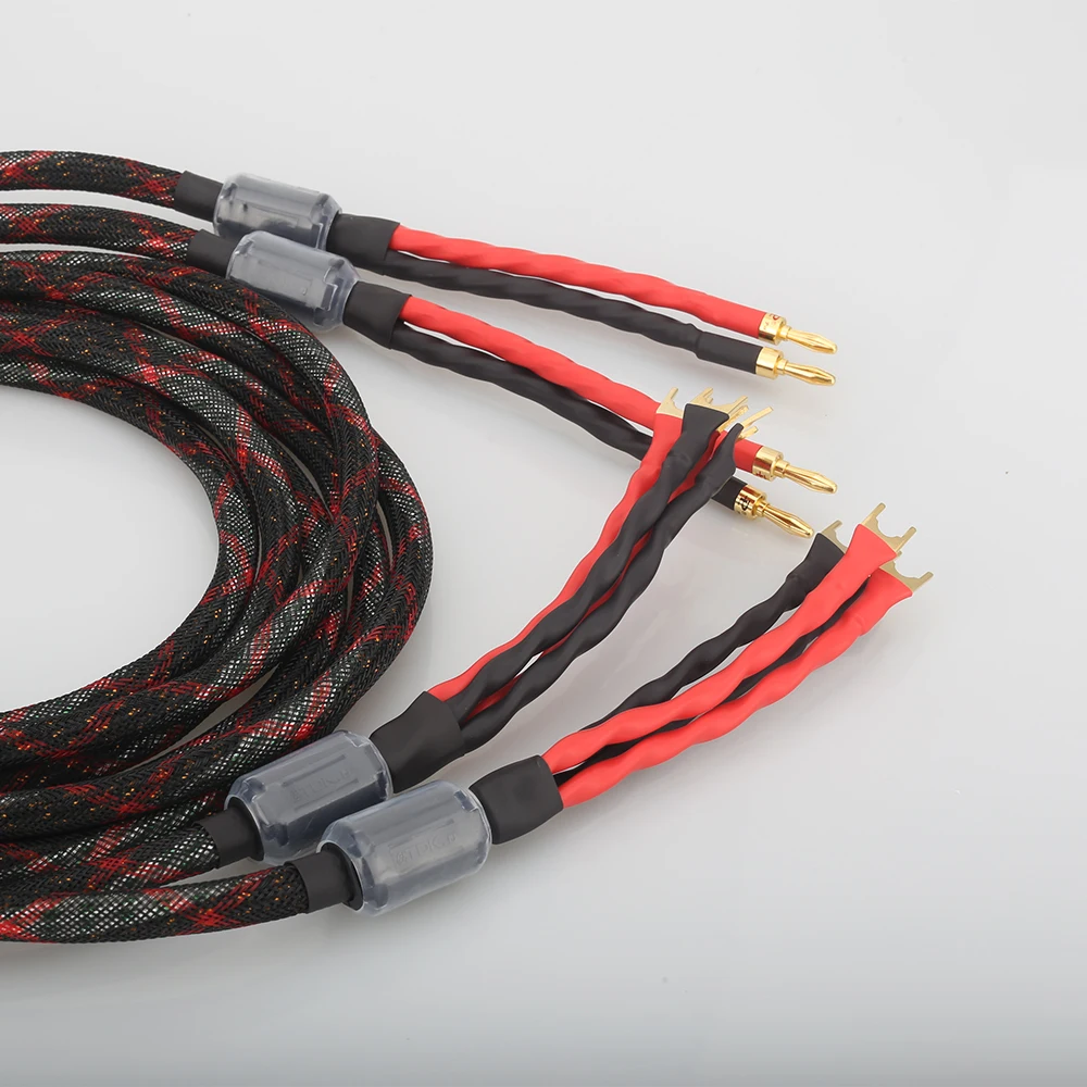 새로운 하이 엔드 서양 전기 Hifi 스피커 케이블 HIFI Audiophile 케이블 바나나 스페이드 Biwire 스피커 케이블 HIFI