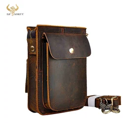 Crazy Horse Leather Multifunction Casual Daily Fashion Small Messenger One Shoulder Bag Designer Waist Belt Bag Phone Pouch 021