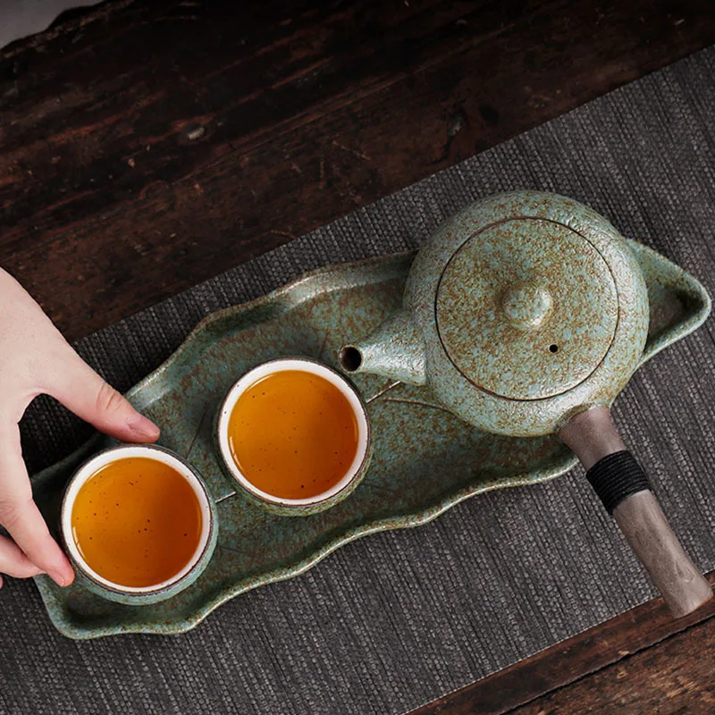 240ml Coarse Pottery Side Handle Pot Ceramic Household Chinese Kung Fu Tea Set Tea Making Pot Single Pot Tea Ceremony Customized