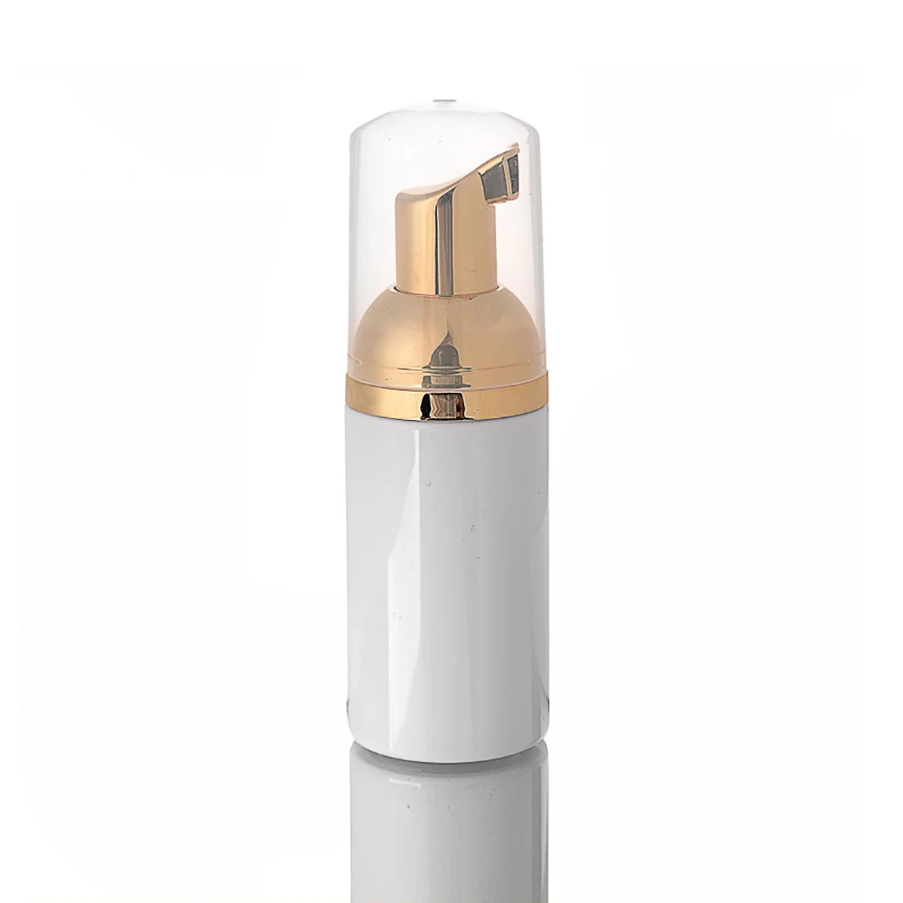 

White Round PET Press-type Foaming Soap Pump Bottle with Gold Pump 30ml