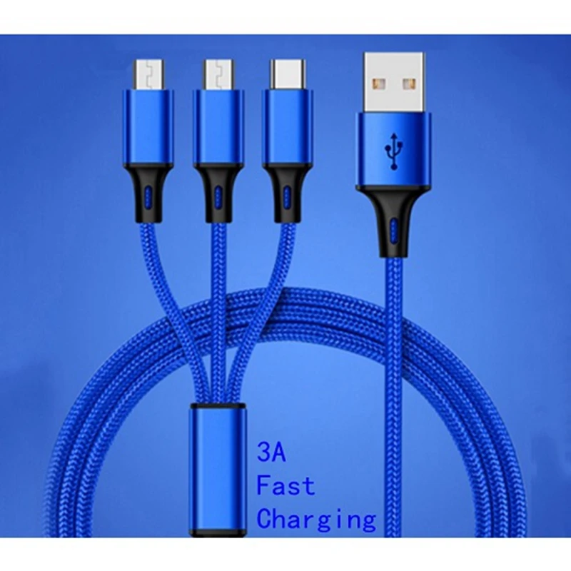 Universal Multiple USB Charging Cable, Multi Charger Cable, Fast Charging Cord with Type C Micro USB Connectors, 3 in 1