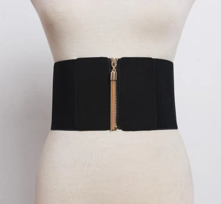 Women's runway fashion zipper elastic Cummerbunds female Dress Corsets Waistband Belts decoration wide belt R1847