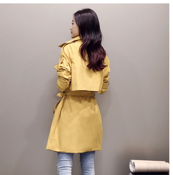 

New Fashion Women Spring Windbreaker Long Jacket Turn Down Collar Slim Female Overcoat Casual Tops Outwear L1771