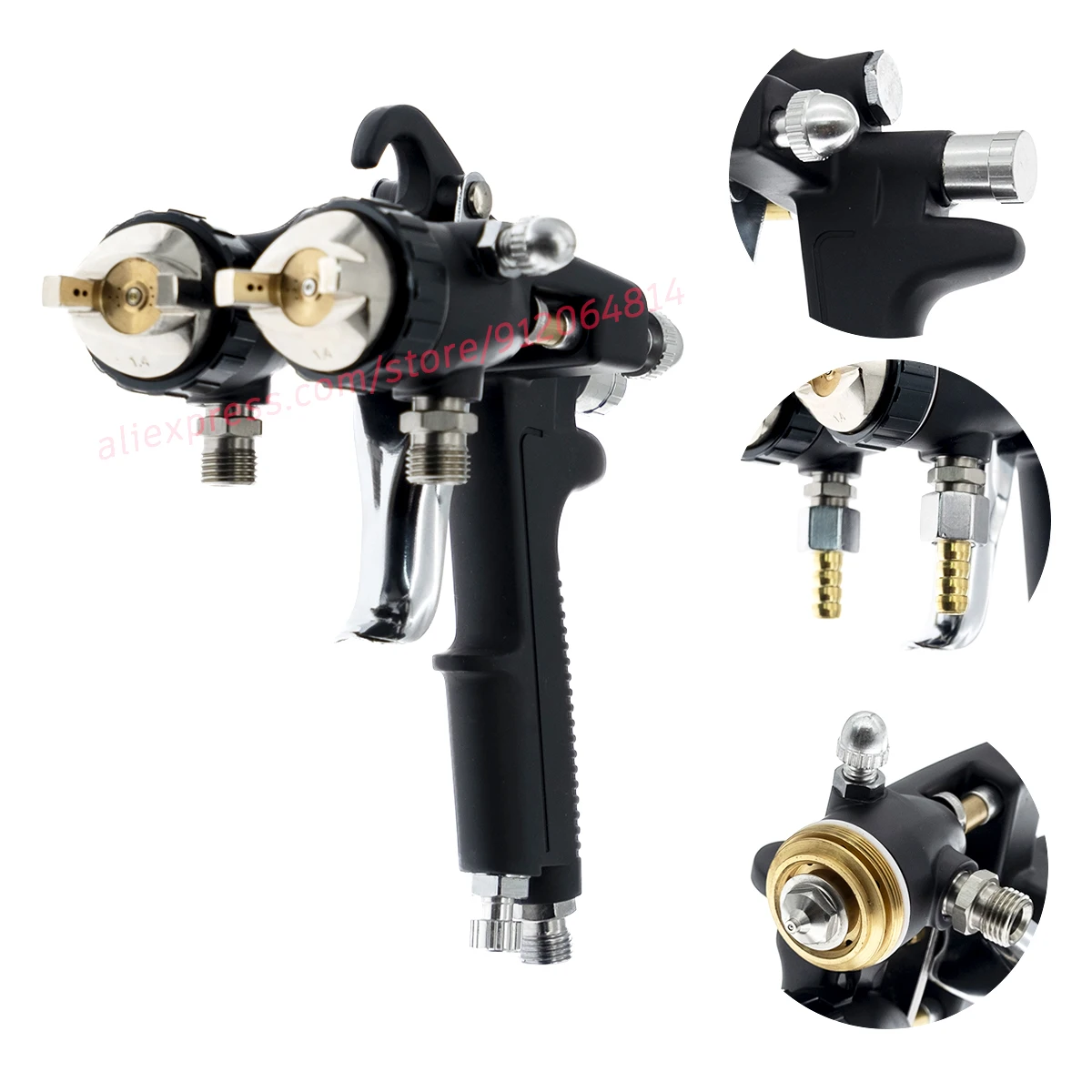 Double Head Spray Gun Double Nozzle Sprayer For Two-component Coating Dual Head External Mixing Spray Gun 1.4/1.8/2.2mm Nozzle