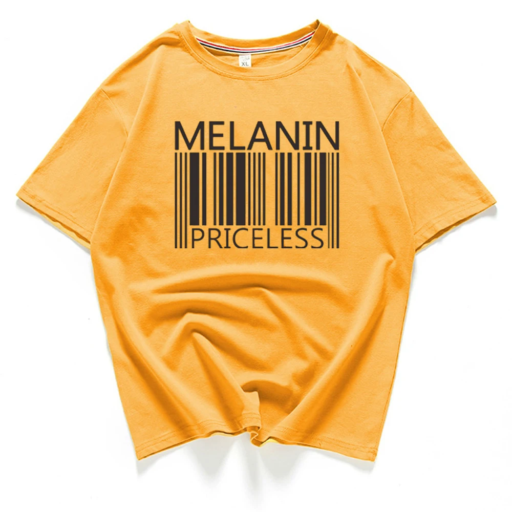 Melanin Priceless Quote Saying Print T Shirt Women Plus Size Funny Barcode Graphic Shirts  Femme Black Culture Tees Harajuku Top