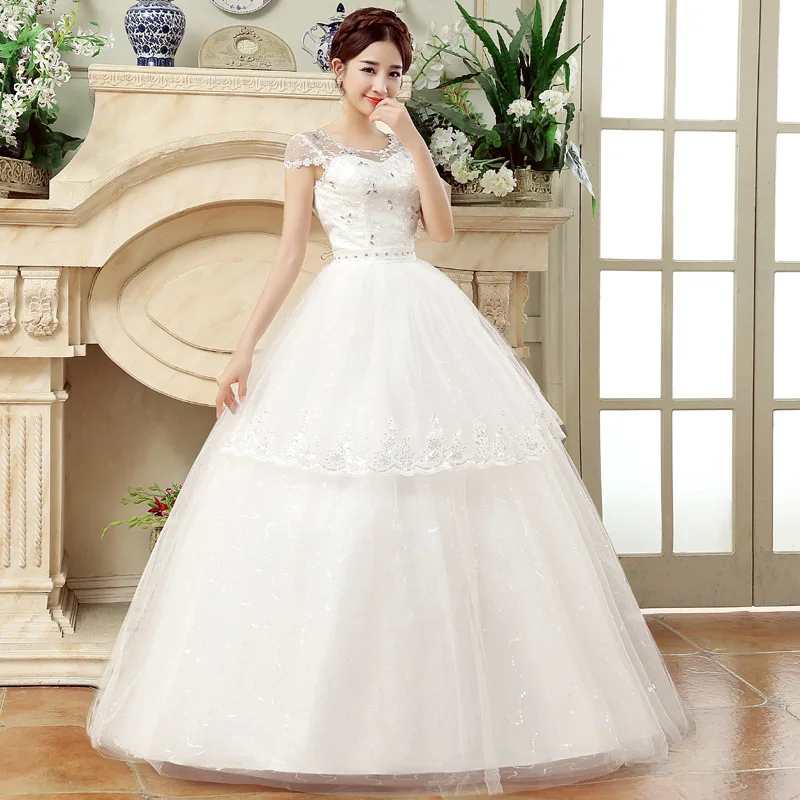 Bride Wedding Dresses Lace Up Flowers Female Embroidery Wedding Dresses Ball Gowns Bridal Princess Dresses