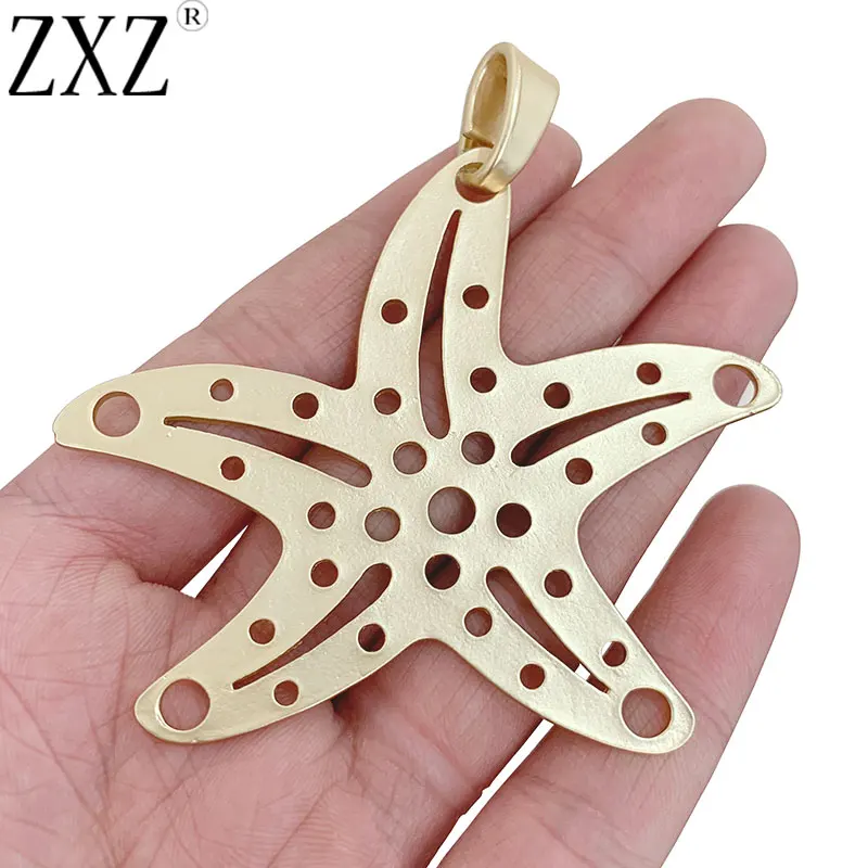 

ZXZ 2pcs Matt Gold Tone Large Starfish Sea Star Charms Pendants for DIY Necklace Jewelry Making Accessories 74x70mm