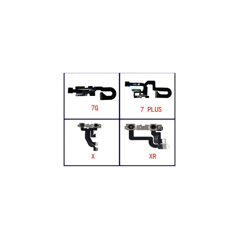 Tested Front Camera For iPhone 4s 5S 6 S 7 8 Plus X XS Front Camera Flex Cable With Cam Plastic Ring Proximity Sensor Facing