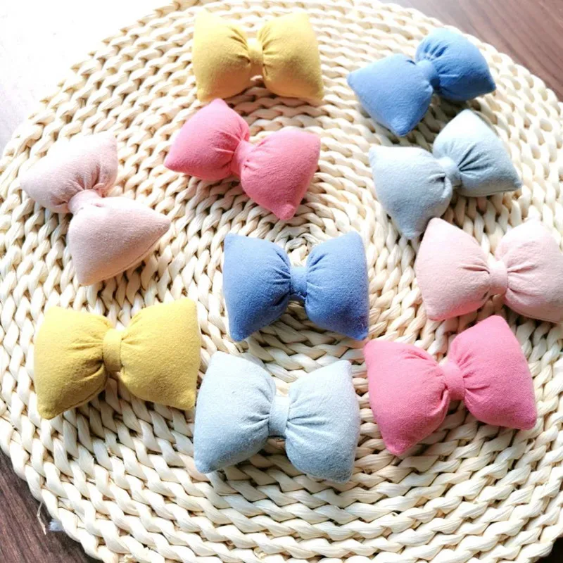 5Pcs Cute Cloth Bowknots Appliques Ornaments DIY Craft Supplies Kids Hair Accessories Materials Sewing Shoe Garment Padded Patch