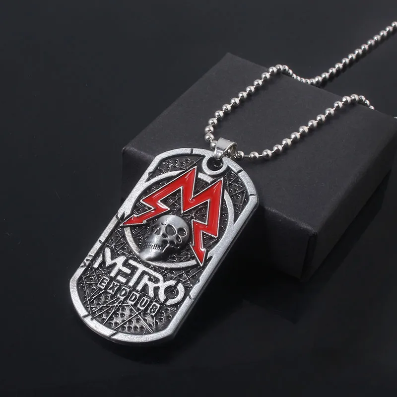 Game Metro Exodus 2033 Necklace Pendants Classic Dog Tag Skull Metal Choker Women Men Jewelry Accessories