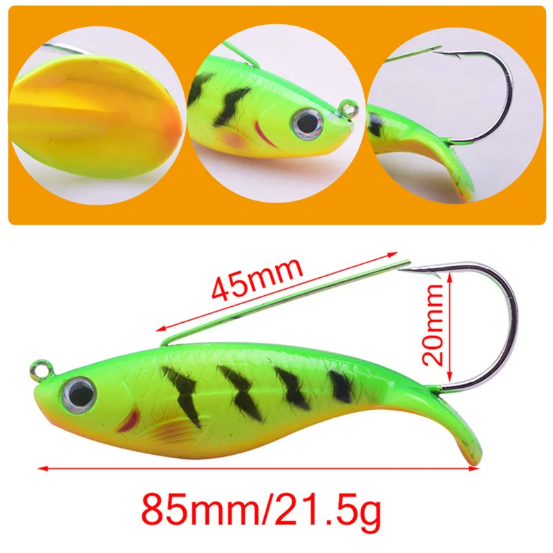 1Pcs Winter Ice VIB Fishing Lure With Anti grass hook 85mm 21.5g Metal Spoon Spinner Vibration Hard Bait Wobblers Pesca Tackle