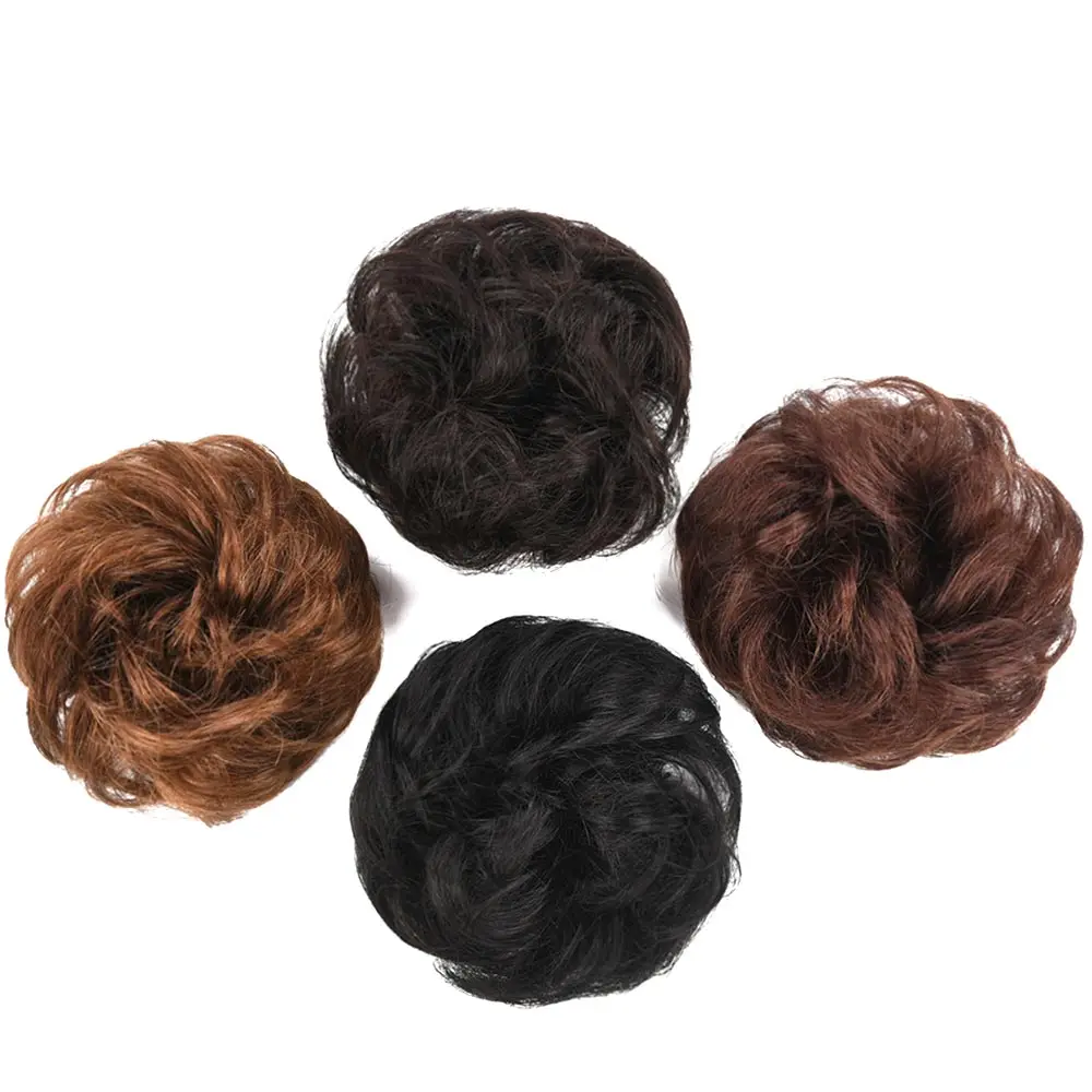 100% Human Hair Bun Chignon Remy Hair Hairpiece Fake Donut Extension rubber Brazilian Hair Pieces Buns For Women Braided Chignon