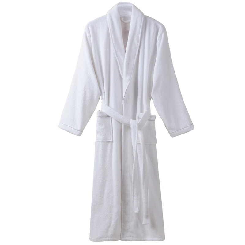 Robes Women 100% Cotton Bathrobe Belt Elegant Bathroom Spa Robe Solid Kimono Daily Ladies Sleepwear Breathable Dressing Gown