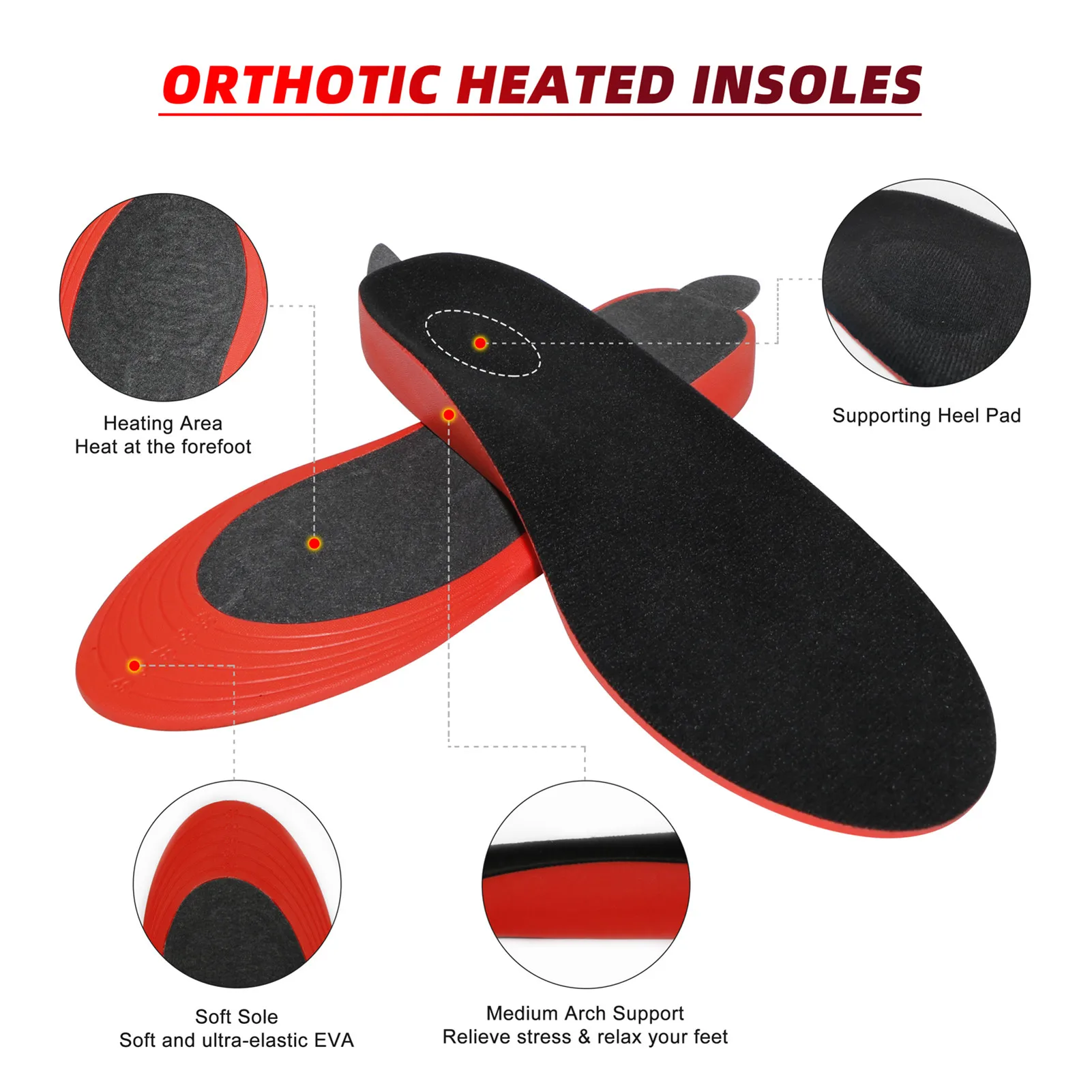 Lithium Battery Charging Electric Insole Increase Insole Winter Electric Heated Insoles USB Heating Insole Feet Warm Accessories