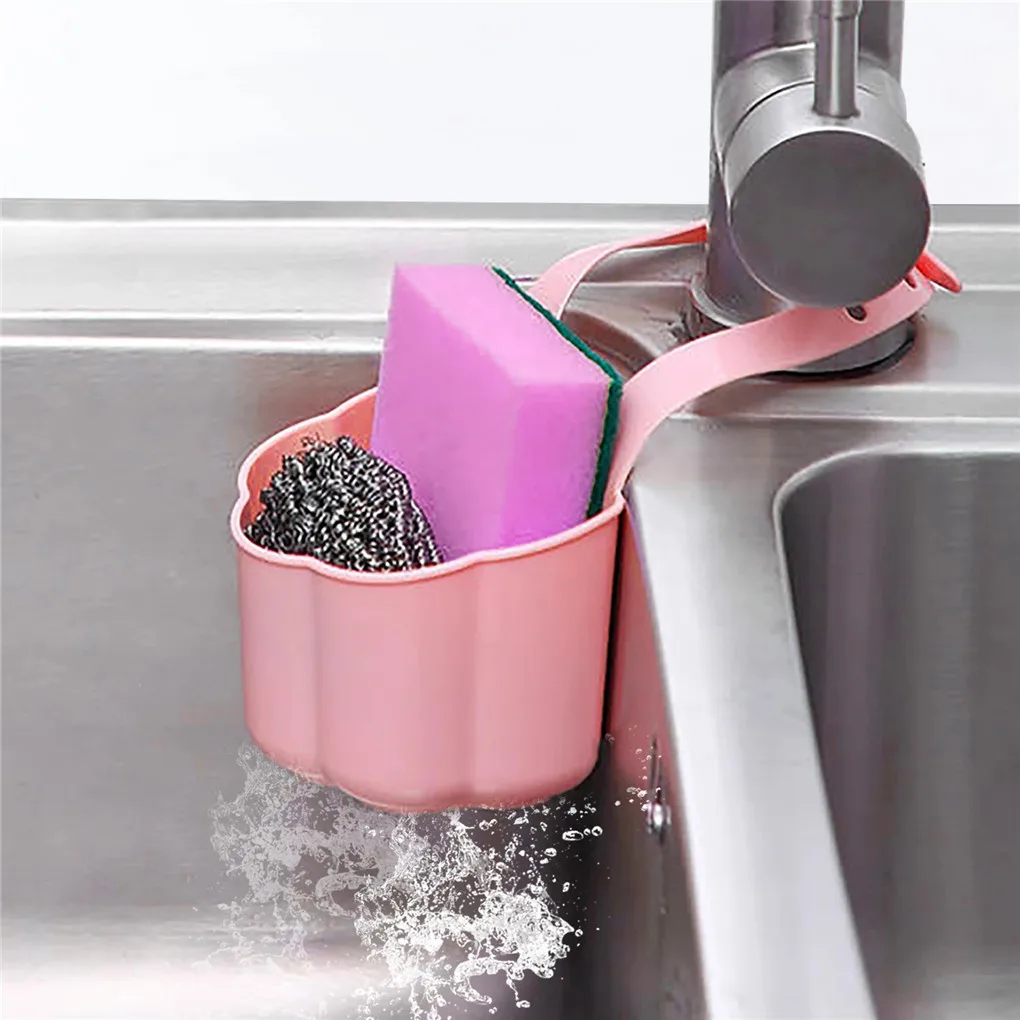 Kitchen Sponge Drain Holder PP rubber Toilet Soap Shelf Organizer Sponge Storage Rack Basket Wash Cloth Tools Faucet Mounted