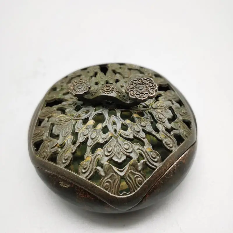 Copper Statue Antique handicraft bronze Ruyi Hollow out pattern Pentagonal censer Pentagons Incense burner incensory