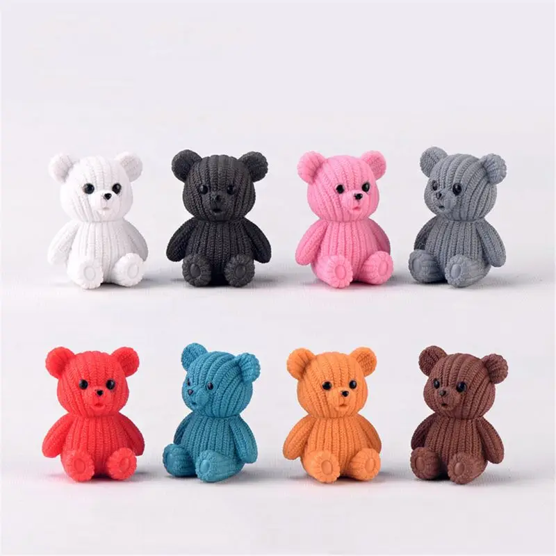 2020 popular party home decoration accessories Cute plastic teddy bear miniature fairy Easter animal garden figurines home decor