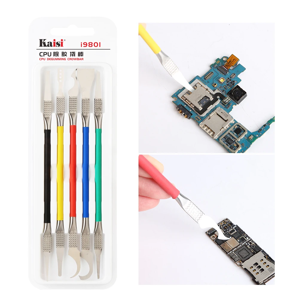 Kit di strumenti per la riparazione del telefono cellulare 5 in 1 lame per Chip IC in metallo smontare il piede di porco Set di utensili manuali per l'apertura della leva per la riparazione della tazza BGA