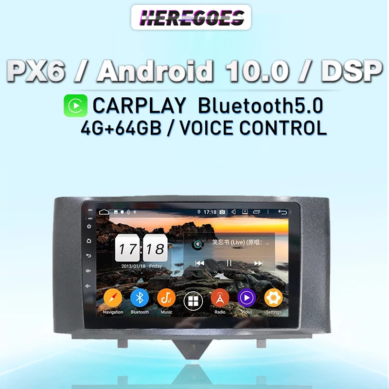 

Автомобильный DVD-плеер 2din DSP PX6 Android 11,0 Авторадио 4G + 64 Гб RDS радио GPS Bluetooth для Benz SMART 2011 2012 2013 2014 2015 аудио