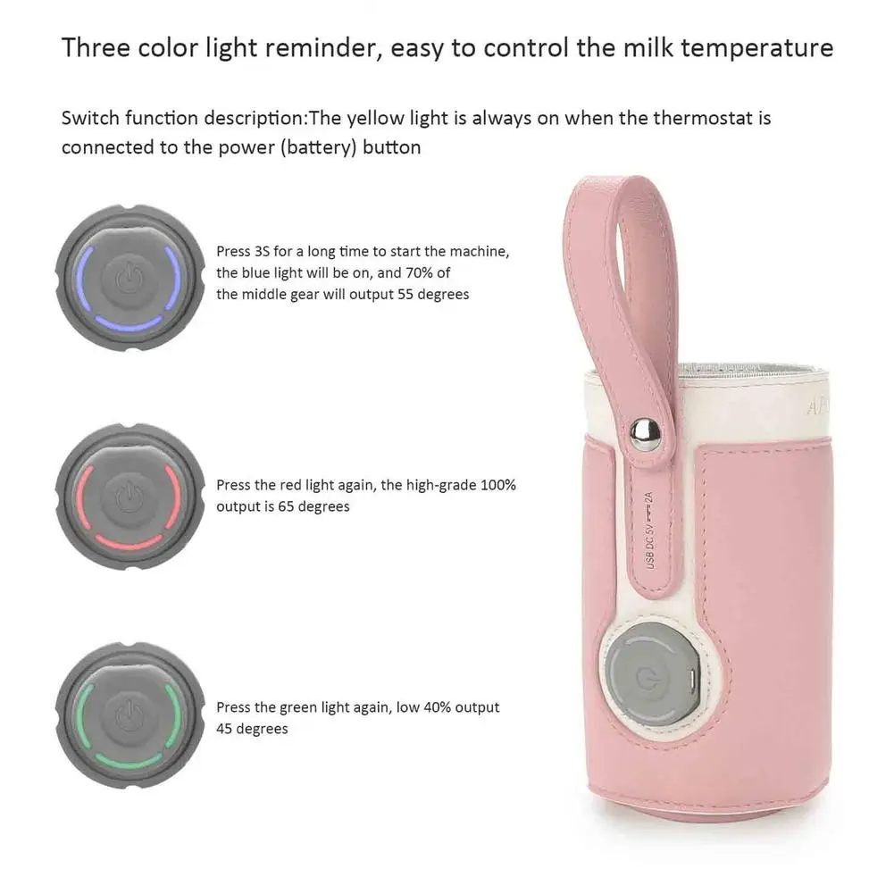 Smart Milk Bottle Heater Baby Bottle Cooler Bag USB Travel Milk Food Heating Thermostat Portable Baby Bottle Warmer Bottle Bag