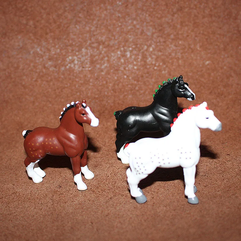 3pcs/set Farm Animal Horse Model Hanoverian Appaloosa Lusitano Black White Steed Fairy Garden Miniature Decor Action Figure Toys